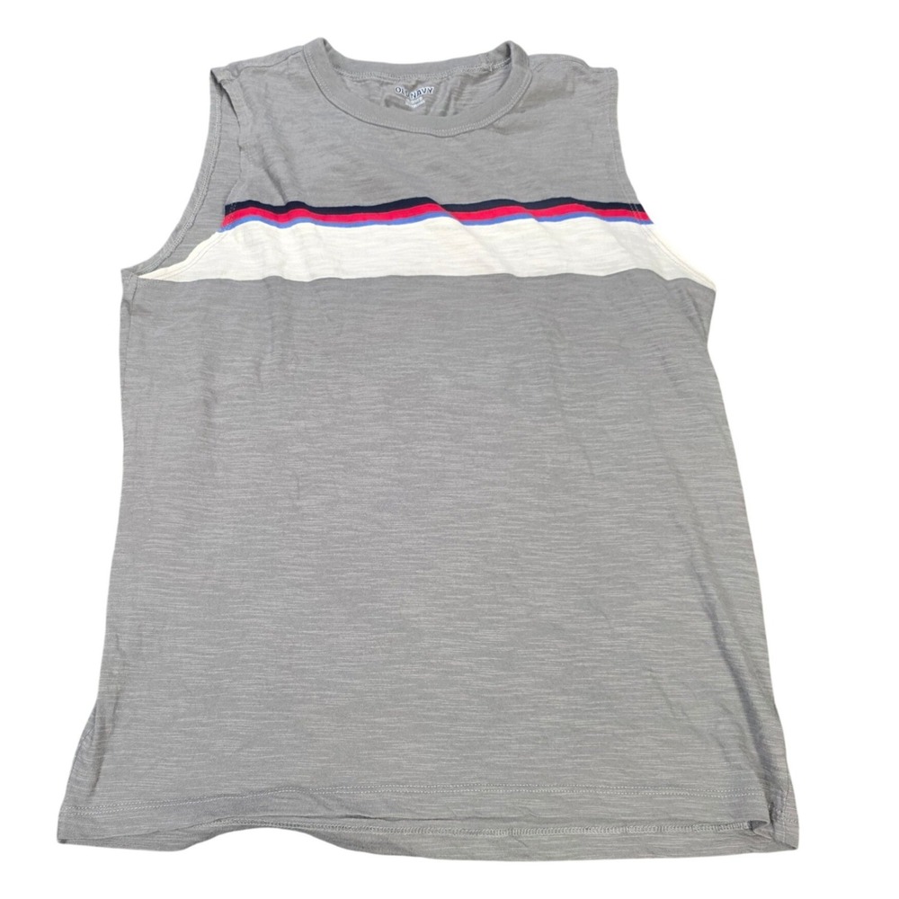 Old Navy Striped Muscle Tank Top Boy's Size XL 14-16‎ Gray Sleeveless Shirt